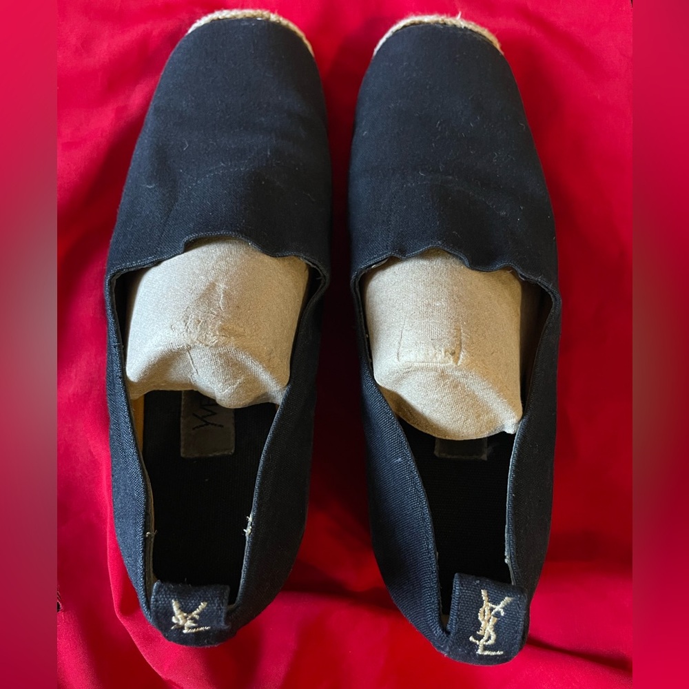 YVES SAINT LAURENT Vintage Canvas Wedge Espadrilles Heeled Espadrille YSL 8.5 9 - Picture 2 of 14